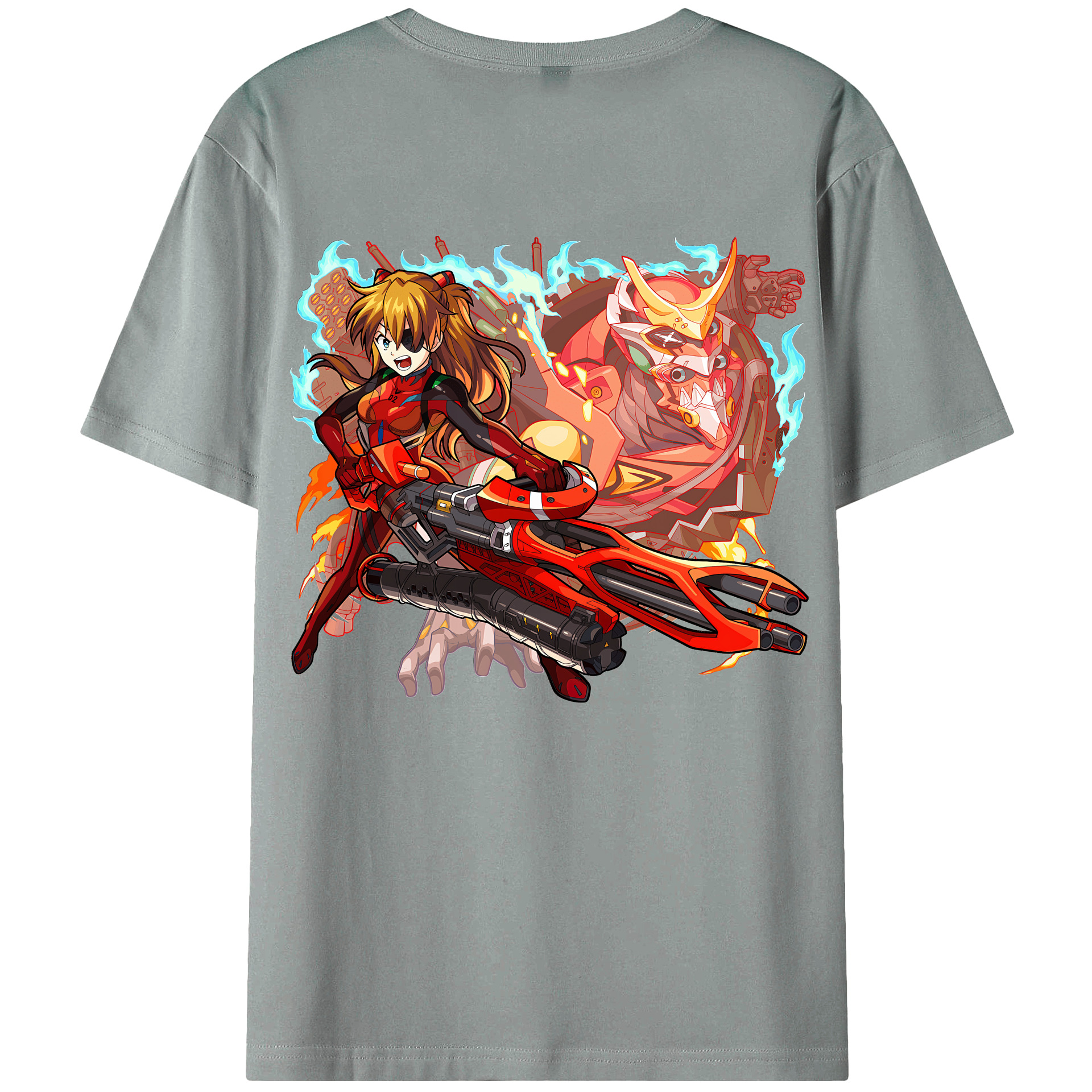 （画像用） EVA 新世紀エヴァンゲリオン 綿100％ メンズ半袖Tシャツ（バックプリント） 通気性